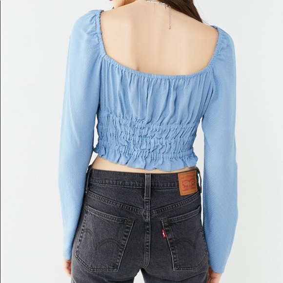 Urban Outfitters Smocked Long sleeve Crop Top - Picture 2 of 4
